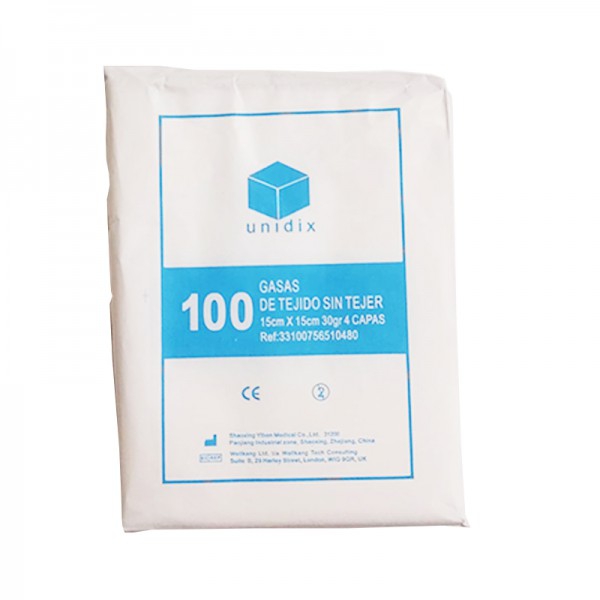 Gasas de tejido sin tejer Unidix de cuatro capas 100 unidades (15cm x 15cm x 30gr)